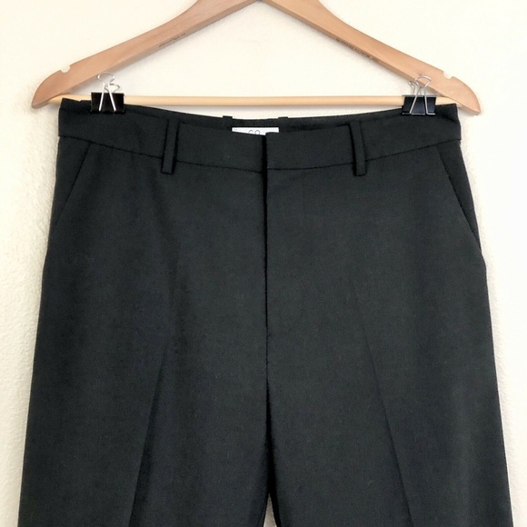 CO Virgin Wool Cropped Woven Straight Leg Trouser Pants in Black - Picture 6 of 11